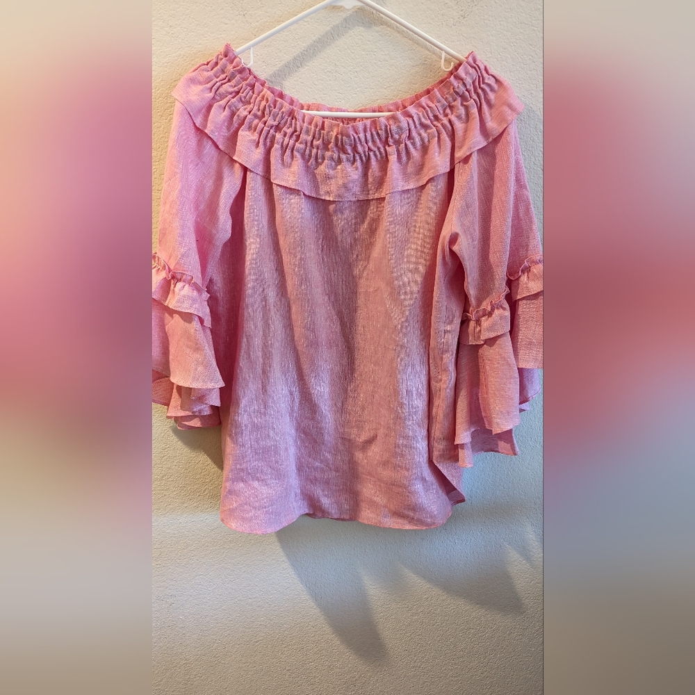 Anthropology Sara Campbell 100% linen blouse SZ M